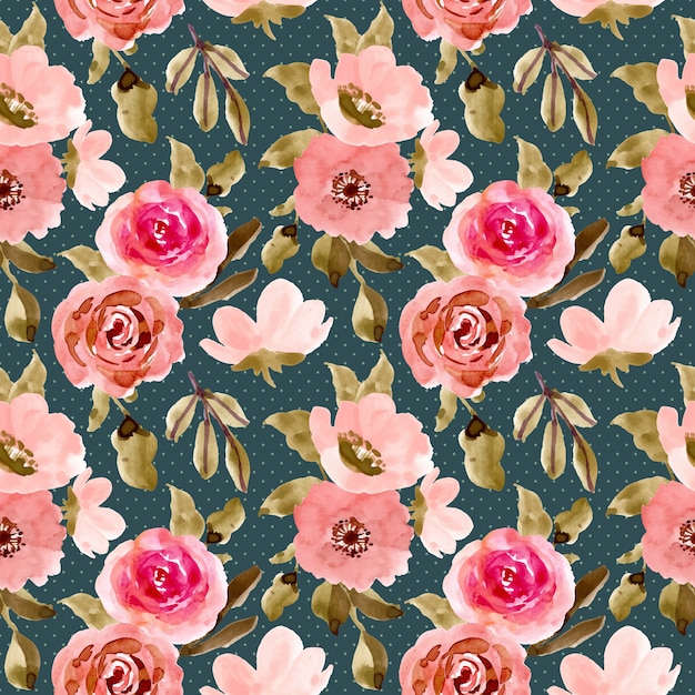 hermosa flor verde rosa acuarela de patrones sin fisuras