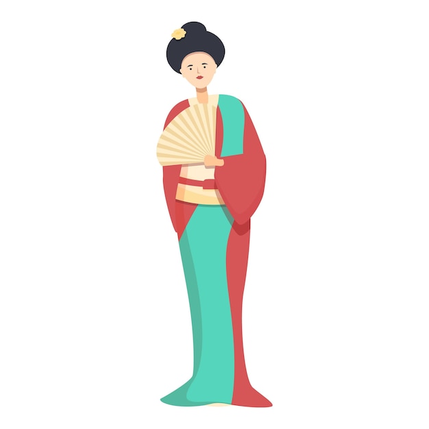 Hermosa geisha icono dibujos animados vector Japón mujer belleza cabello