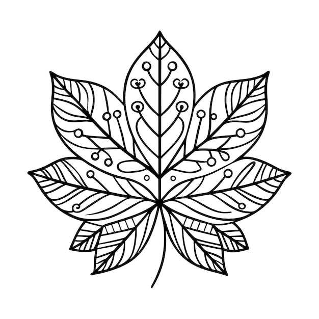 hermosa hoja dibujada a mano para libros de colorear para adultos