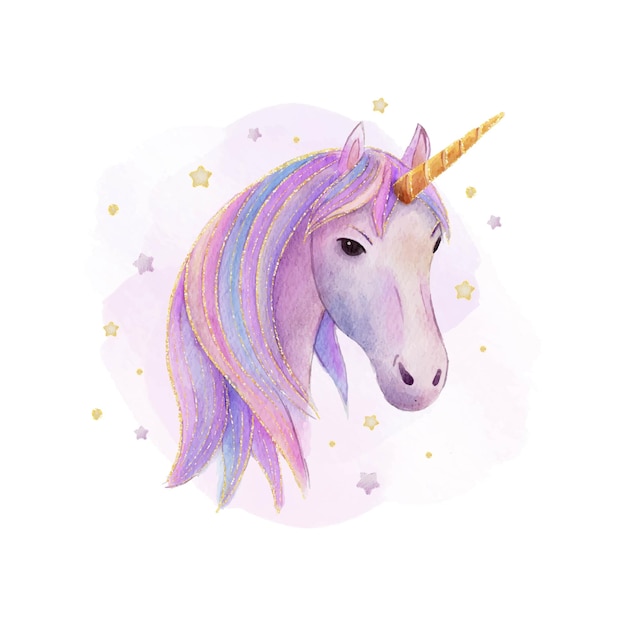 hermosa ilustración de acuarela de unicornio