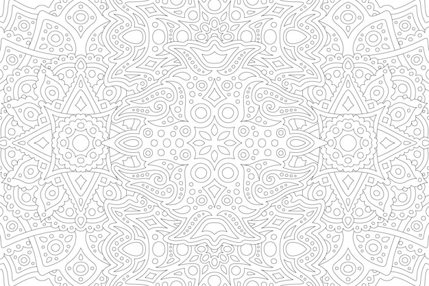 Hermosa ilustración en blanco y negro para colorear para adultos con patrón lineal oriental abstracto