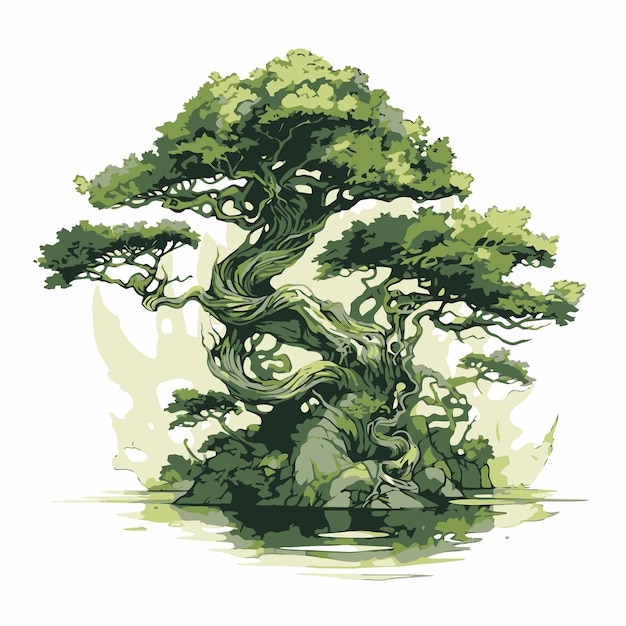Hermosa ilustración de bonsái