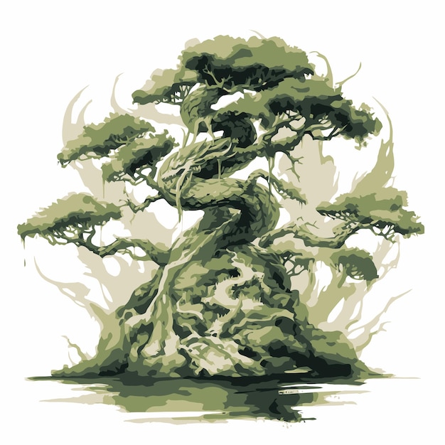 Hermosa ilustración de bonsái