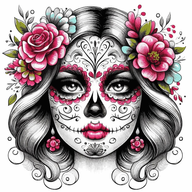 La hermosa Ilustración de La Catrina en el Día de los Muertos