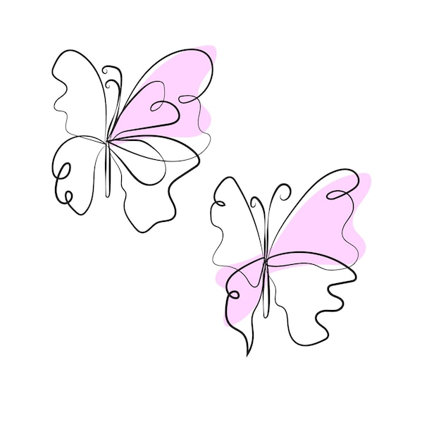 Hermosa ilustración de contorno de mariposa