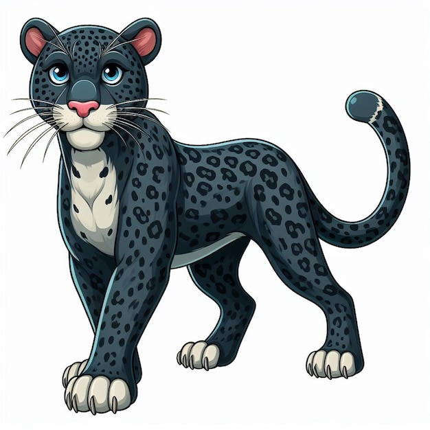 hermosa ilustración de dibujos animados de Cute Panther Vector