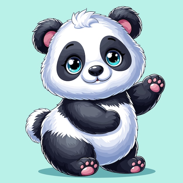 hermosa ilustración de dibujos animados de Panda Vector