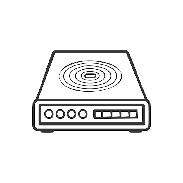una hermosa ilustración de diseño vectorial de cocina de inducción y un fondo blanco limpio