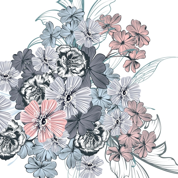 Una hermosa ilustración floral con flores vintage