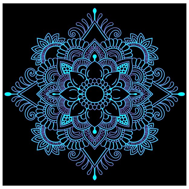 hermosa ilustración de mandala azul.