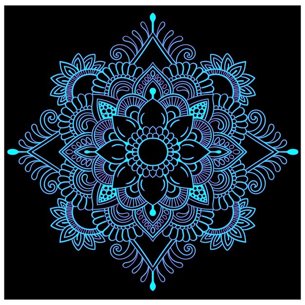 hermosa ilustración de mandala azul.