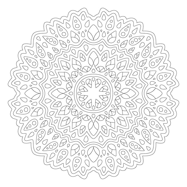 Hermosa ilustración de mandala para colorear libro