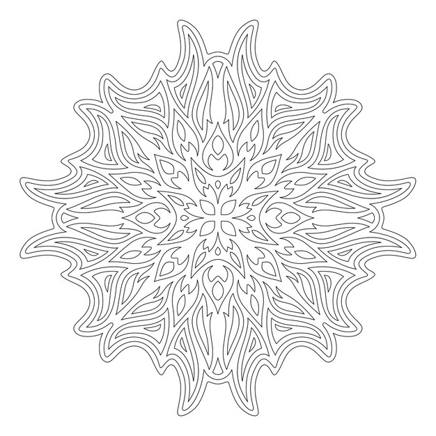 Hermosa ilustración monocromática lineal para colorear página de libro con patrón abstracto aislado sobre fondo blanco
