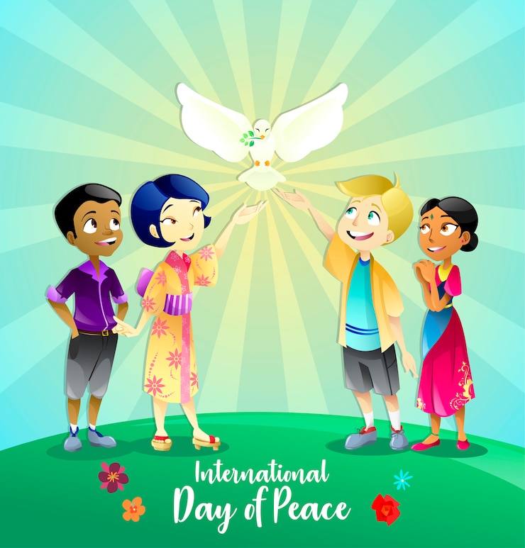 Vector hermosa ilustración de niños para el día de la paz