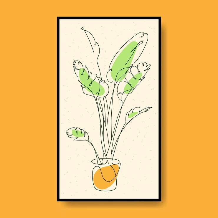 hermosa ilustración de una planta con una olla estilo artístico abstracto para pintar el interior