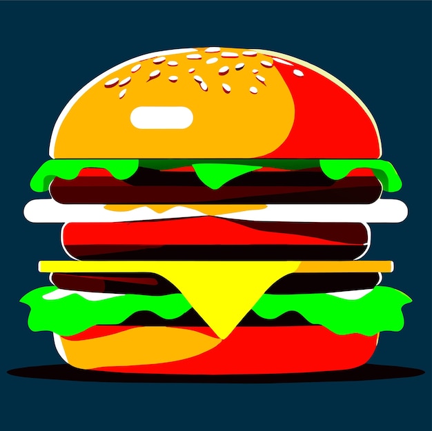 Vector hermosa ilustración realista de comida rápida para hamburguesas