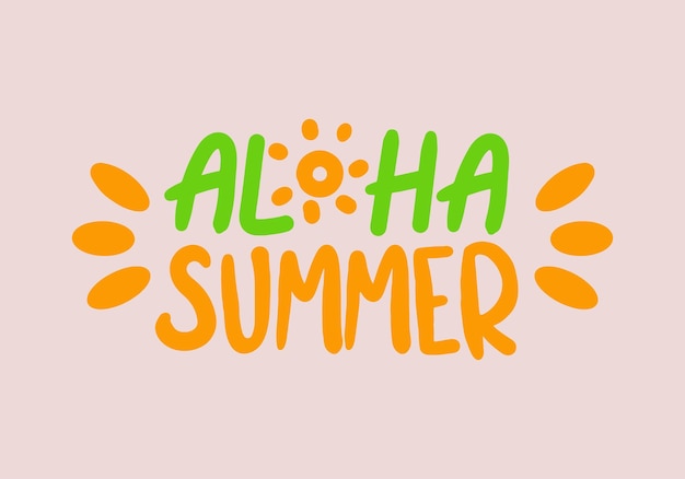 Hermosa ilustración tropical con letras de moda Lindos estampados de verano dibujados a mano