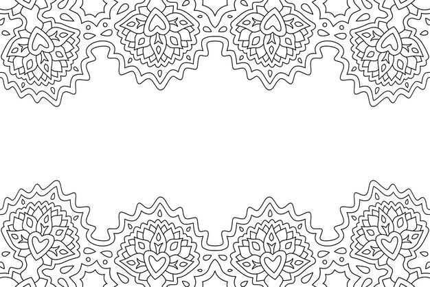 Hermosa ilustración de vector lineal monocromo para la página del libro de colorear del día de San Valentín con borde abstracto y espacio de copia en blanco