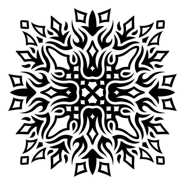 Hermosa ilustración de vector de tatuaje tribal monocromático con patrón único negro abstracto aislado en el fondo blanco