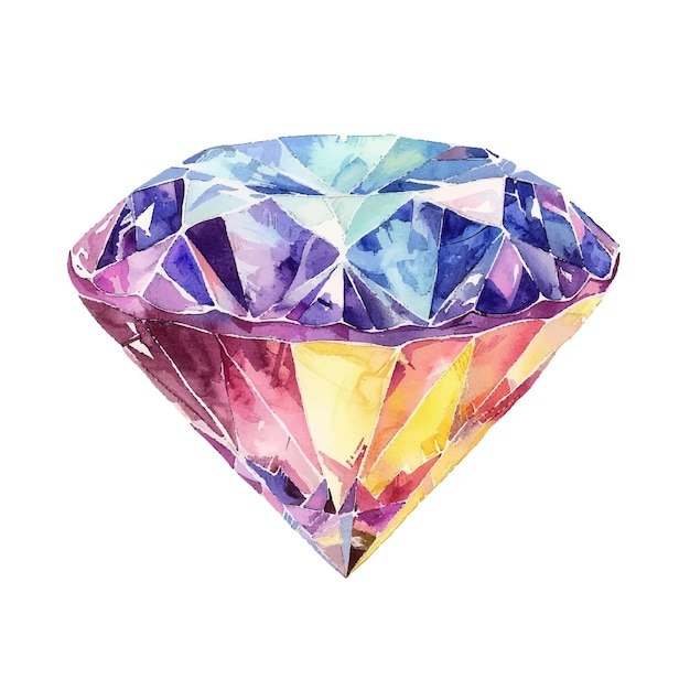 Hermosa ilustración vectorial de diamantes en estilo acuarela