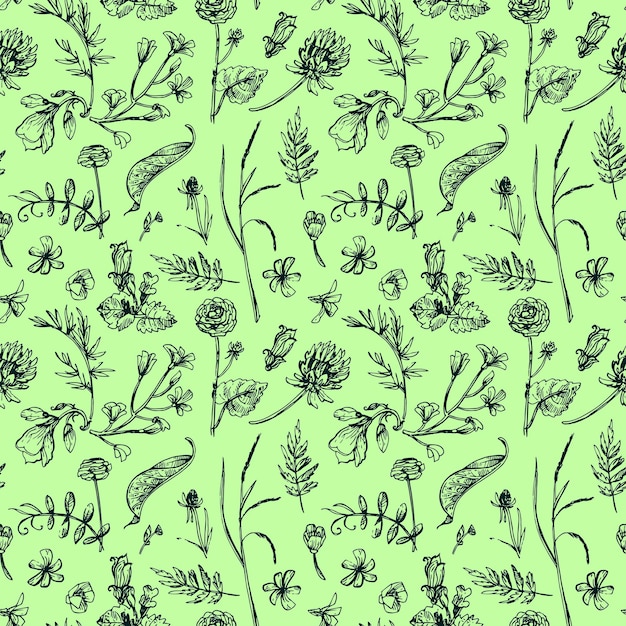Hermosa ilustración vectorial dibujada a mano patrón floral Flores de estilo boho para su diseño