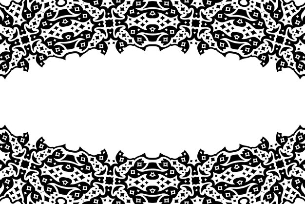 Hermosa ilustración vectorial monocromática con borde cósmico negro abstracto y espacio de copia en blanco