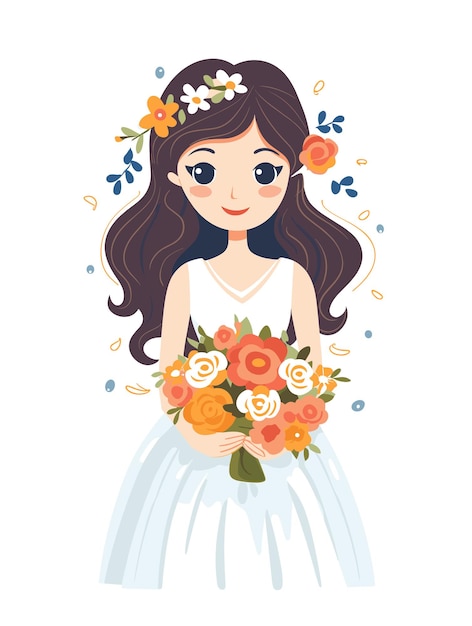 Vector y hermosa ilustración vectorial de la novia