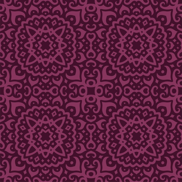 Hermosa ilustración vectorial con patrones sin fisuras vintage oriental púrpura abstracto