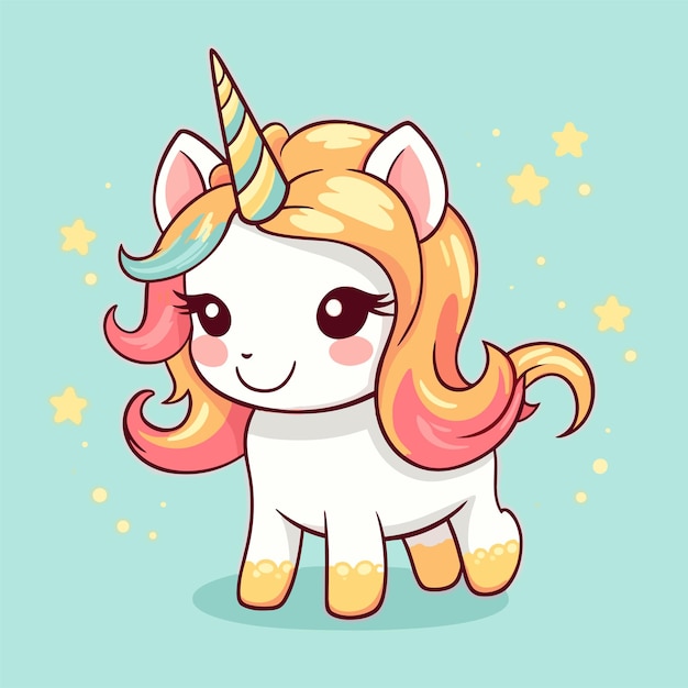 hermosa ilustración vectorial de unicornio