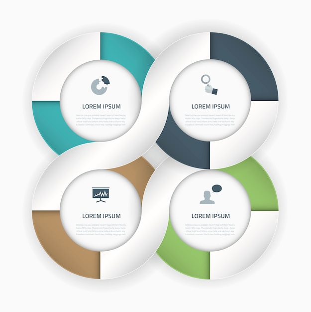 Hermosa infografía conexión círculo vector negocios elementos