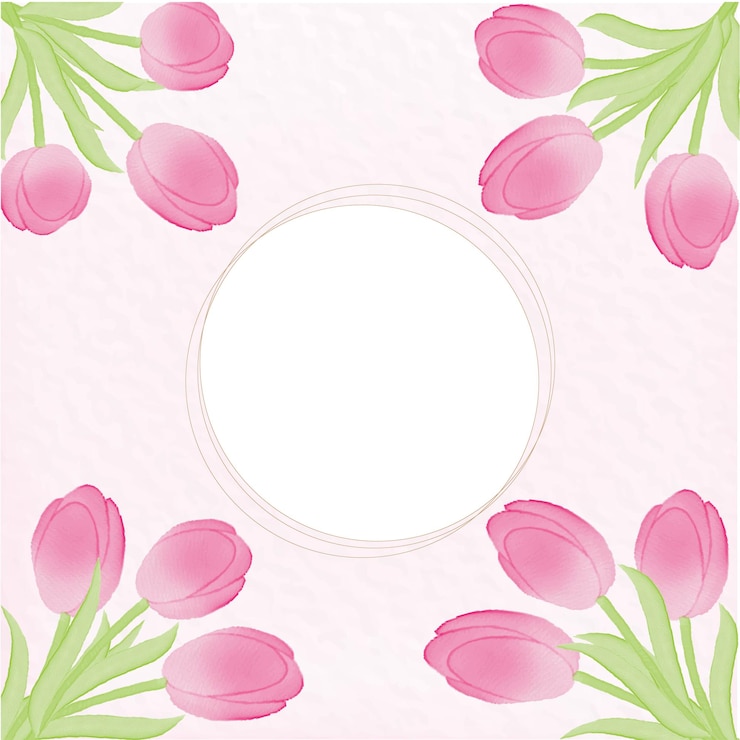 Vector hermosa invitación de boda con flor de tulipán acuarela
