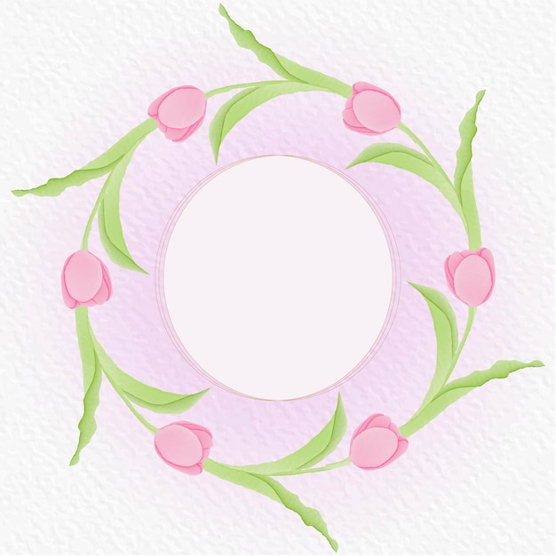 Vector hermosa invitación de boda con flor de tulipán acuarela