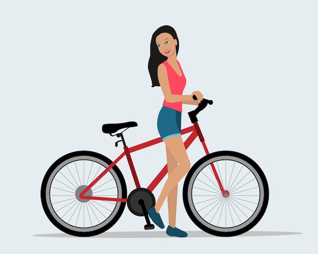 Hermosa joven con bicicleta