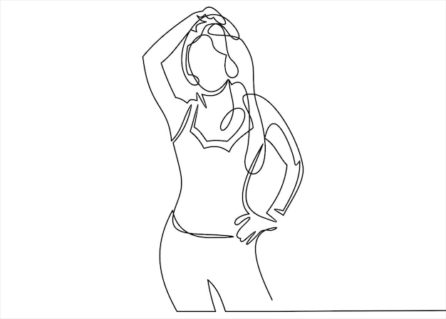 hermosa joven-dibujo de línea continua
