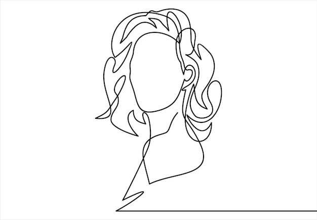 hermosa joven-dibujo de línea continua