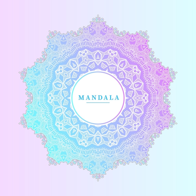 Hermosa línea arte degradado mandala vector