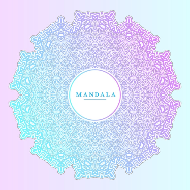 Hermosa línea arte degradado mandala vector