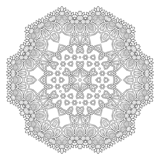 Hermosa línea arte mandala vector