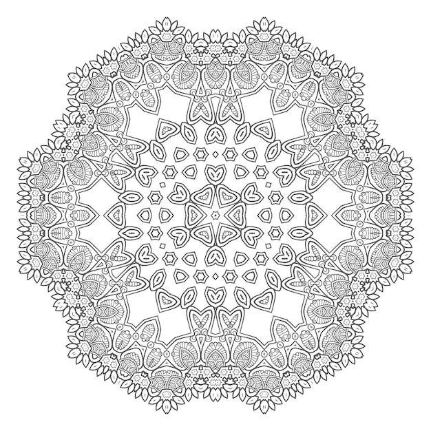 Hermosa línea arte mandala vector