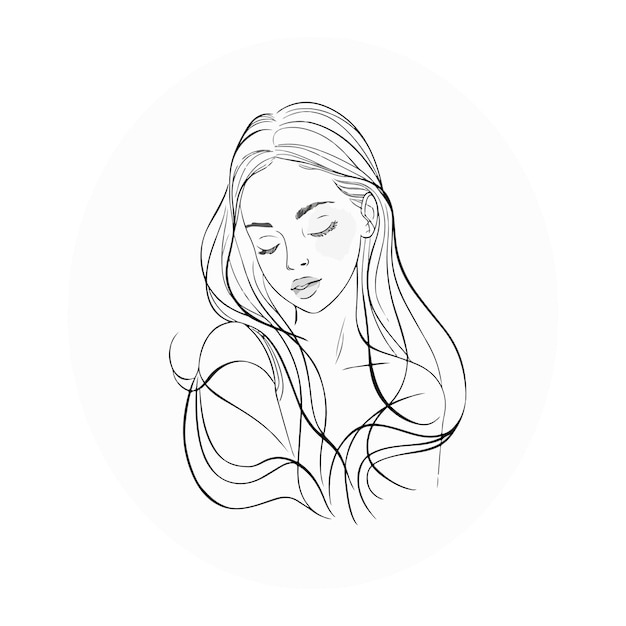 hermosa línea de la niña mejor dibujo