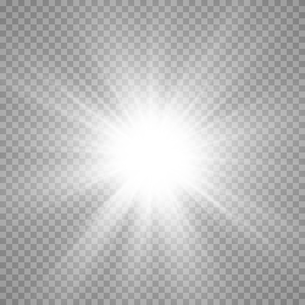 Hermosa luz blanca explota con una explosión transparente. Lucero. Brillo transparente del gradiente de brillo, destello brillante.