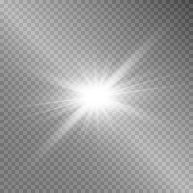 Hermosa luz blanca explota con una explosión transparente.