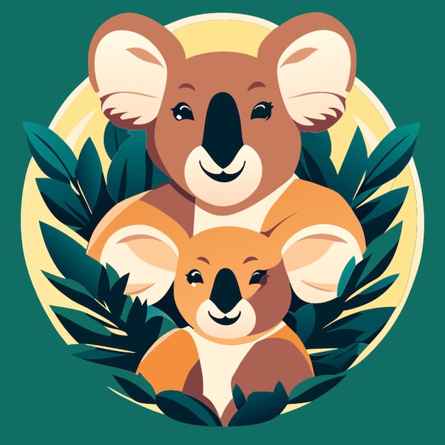 Vector hermosa madre koala y una camiseta de bebé koala diseño ilustración vectorial