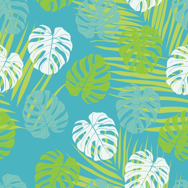 Hermosa monstera tropical deja diseño de patrones sin fisuras Fondo de naturaleza de hojas tropicales