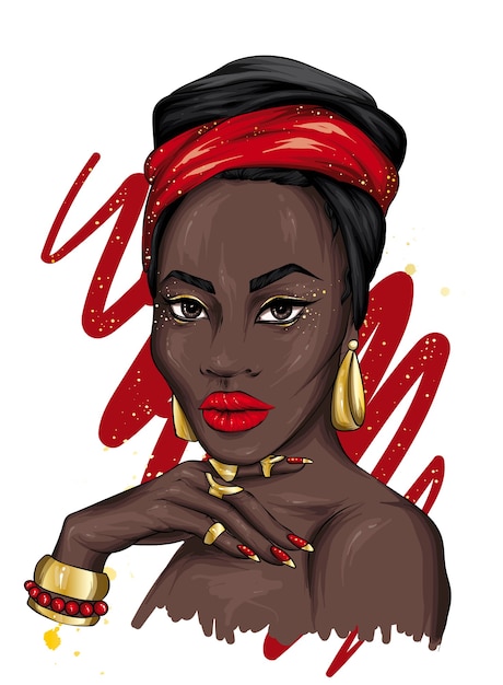 Hermosa mujer africana en un turbante