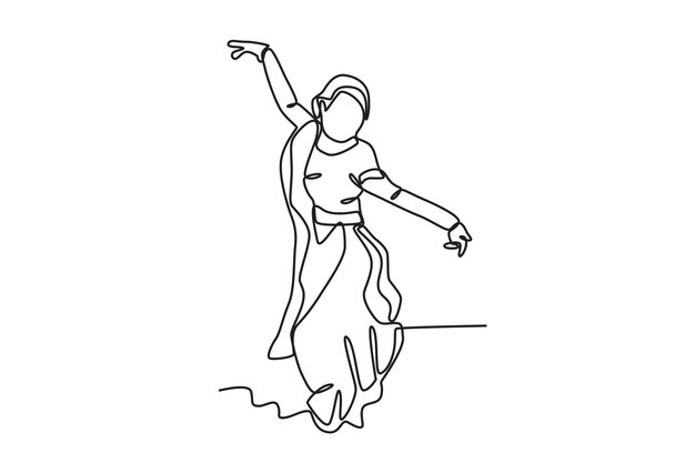 Una hermosa mujer bailó Lohri dibujo en línea