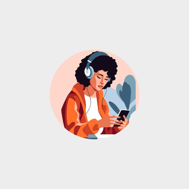hermosa mujer escuchando música en el teléfono celular