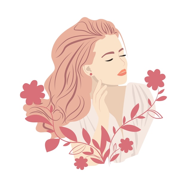 Vector hermosa mujer floral