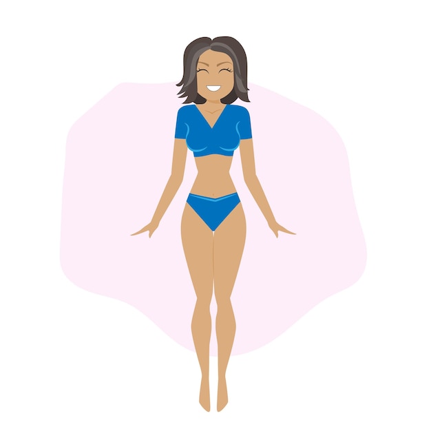 Vector hermosa mujer en forma en ropa interior - ilustración plana