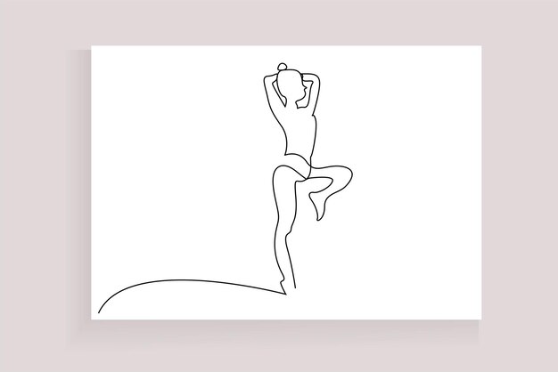 hermosa mujer en forma saludable haciendo pilates deportes arte lineal arte lineal